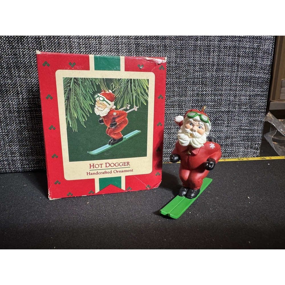 Hallmark Christmas Ornament Hot Dogger 1987 Santa Claus Snow Skiing Skis NIB